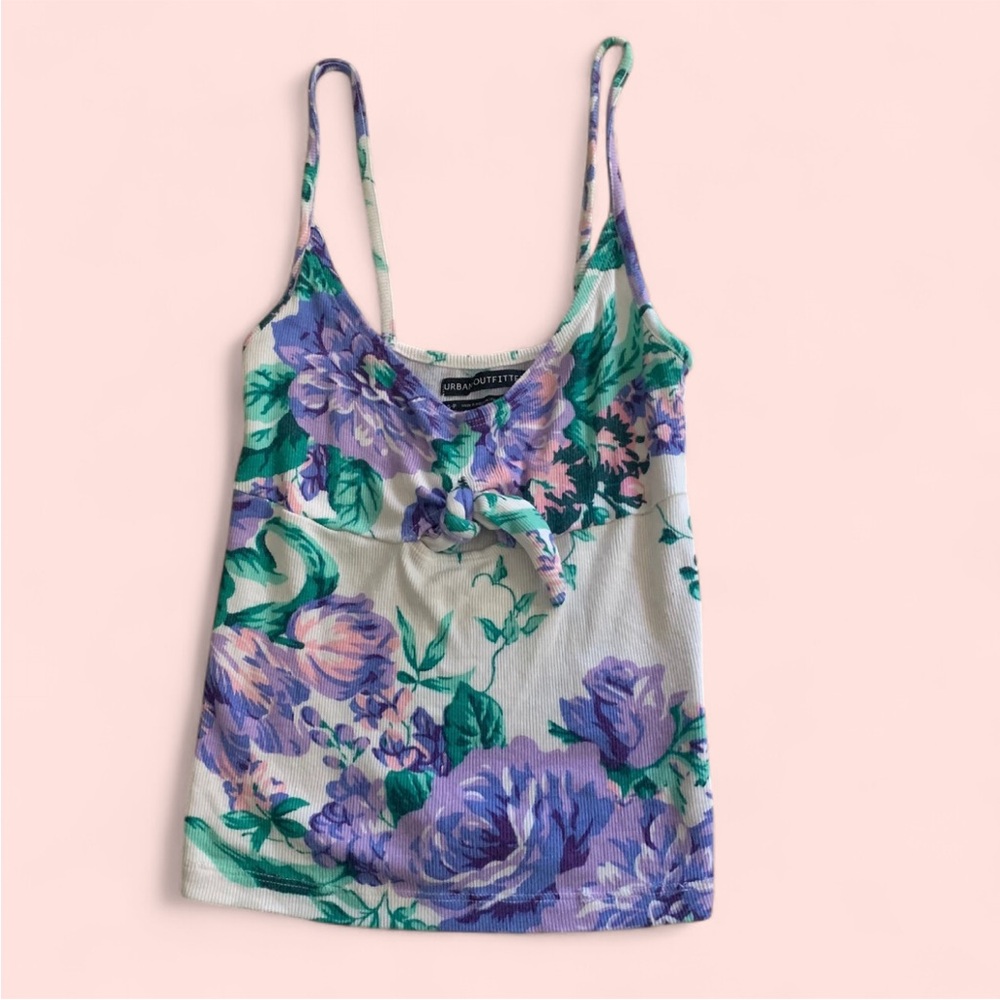 Urban Outfitters Purple and Green Tie Front Camisole